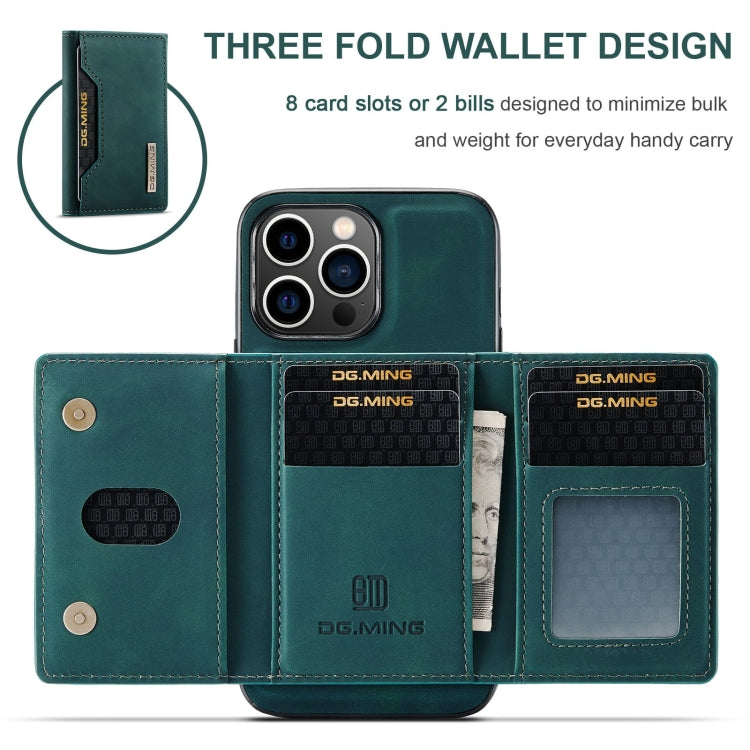 For iPhone 15 Pro DG.MING M2 Series 3-Fold Card Bag Wallet Leather Phone Case(Green) - iPhone 15 Pro Cases by DG.MING | Online Shopping UK | buy2fix