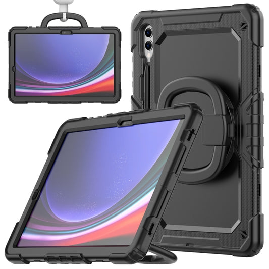 For Samsung Galaxy Tab S9+ D Type Silicone Hybrid PC Tablet Case with Handle Holder(Black) - Galaxy Tab S9+ Cases by buy2fix | Online Shopping UK | buy2fix