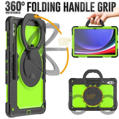 For Samsung Galaxy Tab S10 Ultra D Type Silicone Hybrid PC Tablet Case with Handle Holder(Yellow Green PC) - Galaxy Tab S9 Ultra Cases by buy2fix | Online Shopping UK | buy2fix