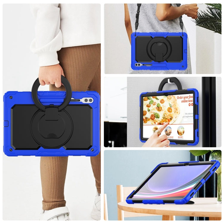 For Samsung Galaxy Tab S10 Ultra D Type Silicone Hybrid PC Tablet Case with Handle Holder(Blue) - Galaxy Tab S9 Ultra Cases by buy2fix | Online Shopping UK | buy2fix