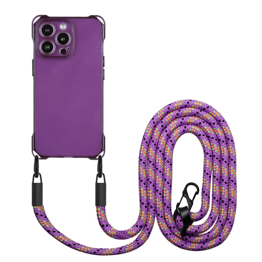 For iPhone 16 Pro Max Four-corner Shockproof TPU Phone Case with Lanyard(Purple) - iPhone 16 Pro Max Cases by buy2fix | Online Shopping UK | buy2fix