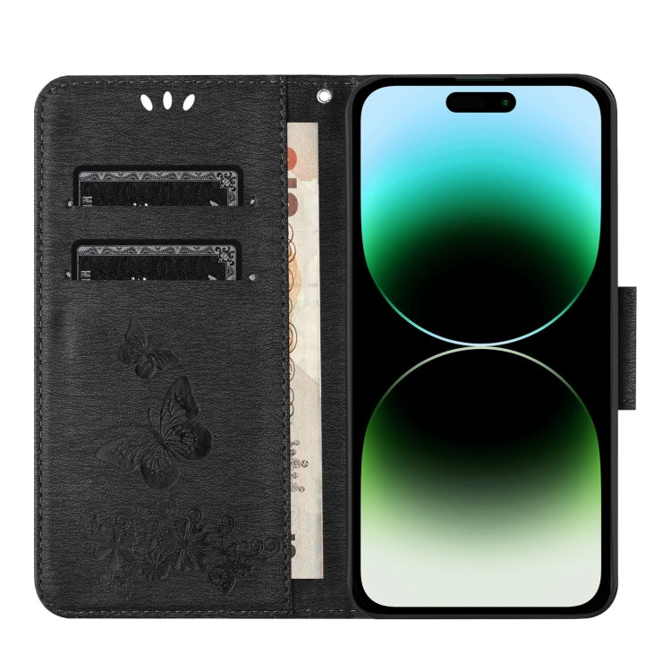 For iPhone 16 Pro Butterfly Embossed Flip Leather Phone Case(Black) - iPhone 16 Pro Cases by buy2fix | Online Shopping UK | buy2fix