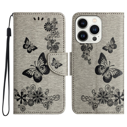 For iPhone 16 Pro Max Butterfly Embossed Flip Leather Phone Case(Grey) - iPhone 16 Pro Max Cases by buy2fix | Online Shopping UK | buy2fix