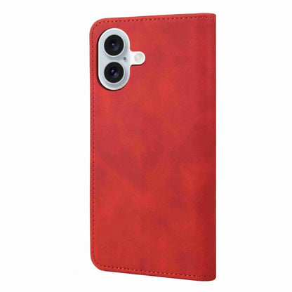 For iPhone 16 Skin Feel Splicing Leather Phone Case(Red) - iPhone 16 Cases by buy2fix | Online Shopping UK | buy2fix