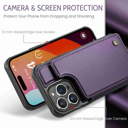 For iPhone 15 Pro CaseMe C22 Card Slots Holder RFID Anti-theft Phone Case(Purple) - iPhone 15 Pro Cases by CaseMe | Online Shopping UK | buy2fix