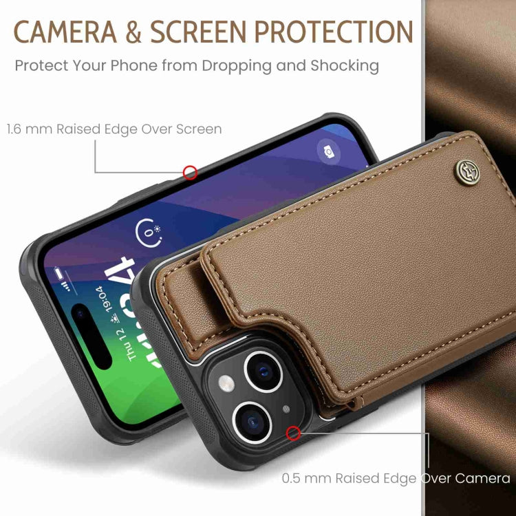 For iPhone 15 CaseMe C22 Card Slots Holder RFID Anti-theft Phone Case(Brown) - iPhone 15 Pro Cases by CaseMe | Online Shopping UK | buy2fix