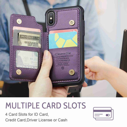 For iPhone XS / X CaseMe C22 Card Slots Holder RFID Anti-theft Phone Case(Purple) - More iPhone Cases by CaseMe | Online Shopping UK | buy2fix