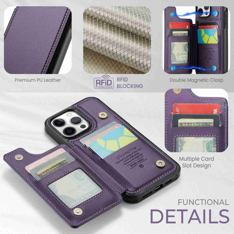 For iPhone 12 Pro Max CaseMe C22 Card Slots Holder RFID Anti-theft Phone Case(Purple) - iPhone 12 Pro Max Cases by CaseMe | Online Shopping UK | buy2fix