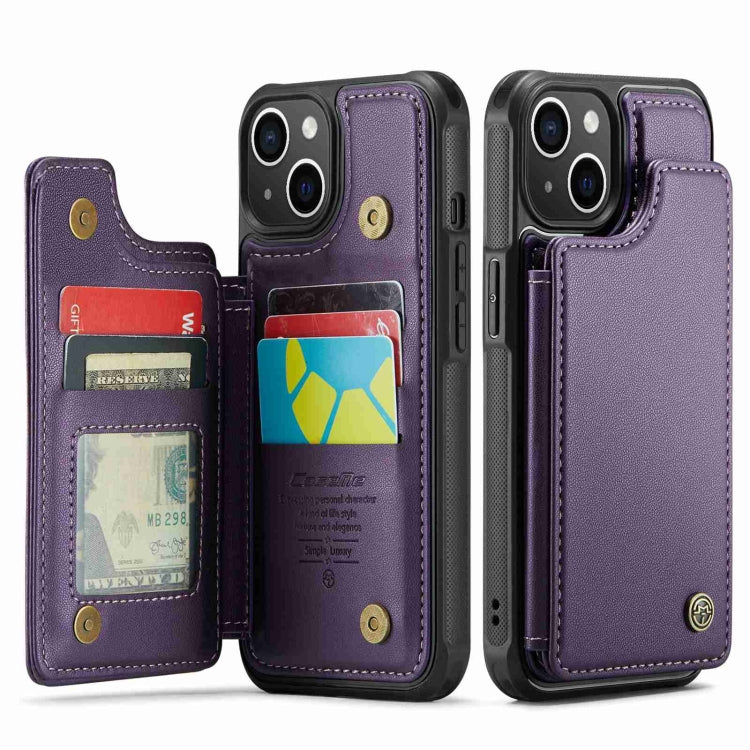 For iPhone 14 Plus CaseMe C22 Card Slots Holder RFID Anti-theft Phone Case(Purple) - iPhone 14 Plus Cases by CaseMe | Online Shopping UK | buy2fix