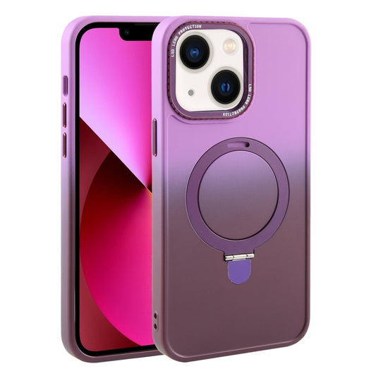 For iPhone 13 Gradient MagSafe Holder Liquid TPU Hybrid PC Phone Case(Purple Wine Red) - iPhone 12 / 12 Pro Cases by buy2fix | Online Shopping UK | buy2fix