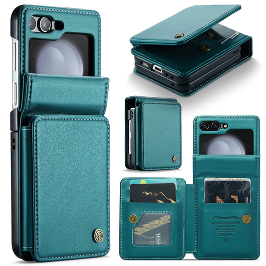 For Samsung Galaxy Z Flip5 CaseMe C22 PC+TPU Business Style RFID Anti-theft Leather Phone Case(Blue Green) - Galaxy Z Flip5 Cases by CaseMe | Online Shopping UK | buy2fix