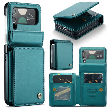 For Samsung Galaxy Z Flip4 5G CaseMe C22 PC+TPU Business Style RFID Anti-theft Leather Phone Case(Blue Green) - Galaxy Z Flip4 5G Cases by CaseMe | Online Shopping UK | buy2fix