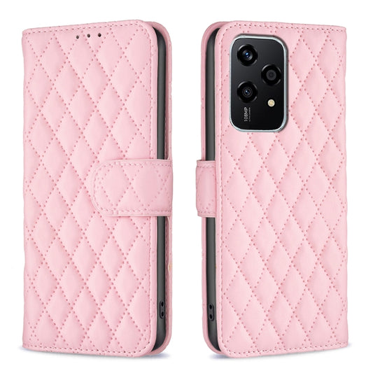 For Honor 200 Lite Global Diamond Lattice Wallet Flip Leather Phone Case(Pink) - Honor Cases by buy2fix | Online Shopping UK | buy2fix