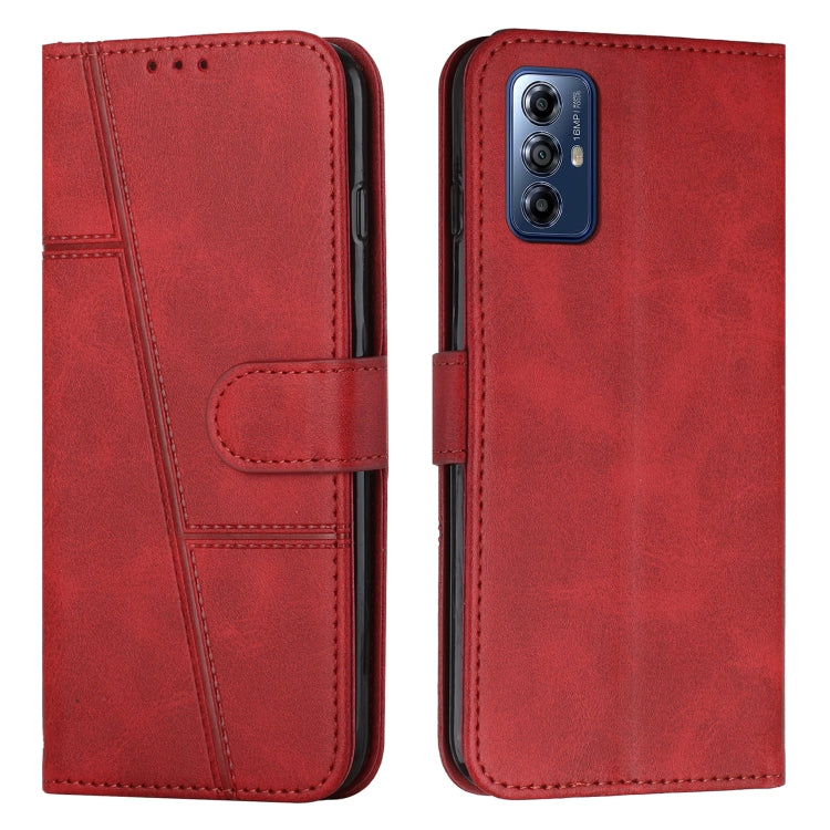 For Motorola Moto G Play 5G 2024 Stitching Calf Texture Buckle Leather Phone Case(Red) - Motorola Cases by buy2fix | Online Shopping UK | buy2fix