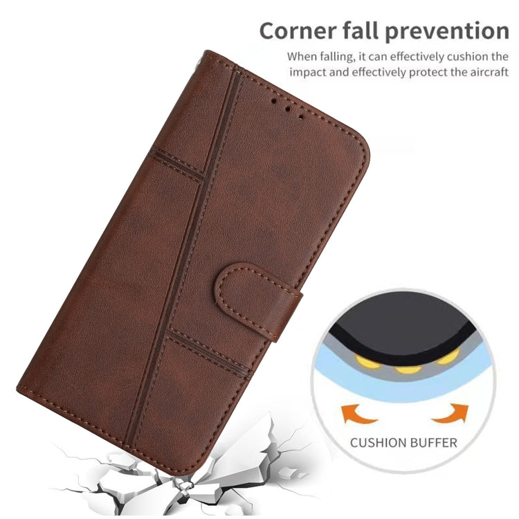 For Motorola Moto G Stylus 5G 2024 Stitching Calf Texture Buckle Leather Phone Case(Brown) - Motorola Cases by buy2fix | Online Shopping UK | buy2fix