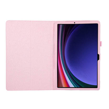 For Samsung Galaxy Tab S9 Litchi Texture Leather Tablet Case with Holder(Pink) - Other Galaxy Tab PC by buy2fix | Online Shopping UK | buy2fix