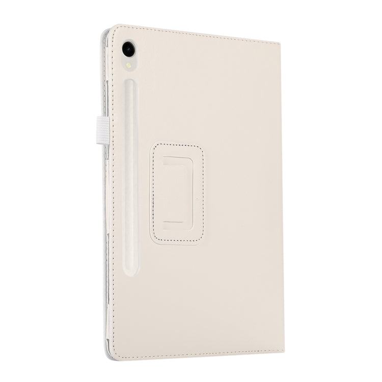 For Samsung Galaxy Tab S9+ Litchi Texture Leather Tablet Case with Holder(White) - Other Galaxy Tab PC by buy2fix | Online Shopping UK | buy2fix