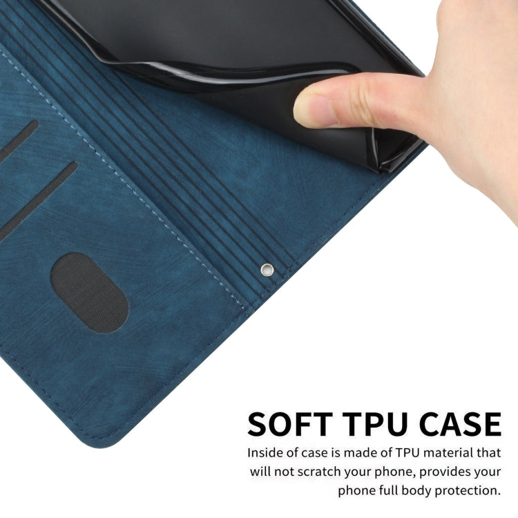 For Motorola Moto G Power 5G 2024 Skin Feel Stripe Pattern Leather Phone Case with Lanyard(Blue) - Motorola Cases by buy2fix | Online Shopping UK | buy2fix