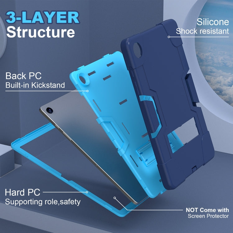 For Samsung Galaxy Tab A9+ Contrast Color Silicone PC Tablet Case with Holder(Navy Blue + Blue) - Galaxy Tab A9+ by buy2fix | Online Shopping UK | buy2fix