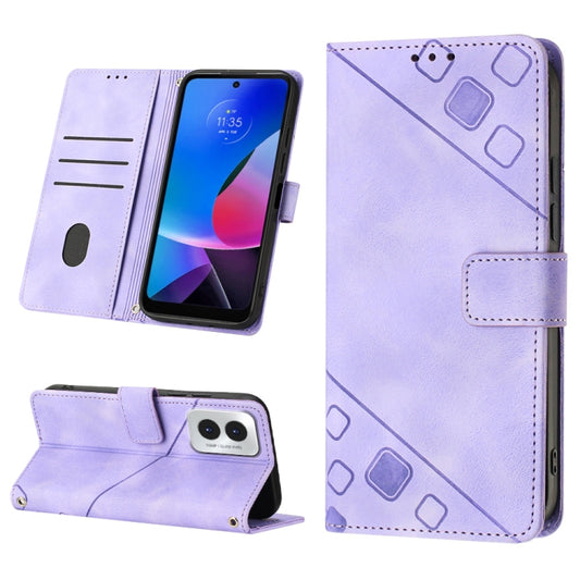 For Motorola Moto G Play 4G 2024 Skin Feel Embossed Leather Phone Case(Light Purple) - Motorola Cases by buy2fix | Online Shopping UK | buy2fix