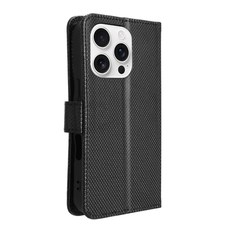 For iPhone 16 Pro Max Diamond Texture Leather Phone Case(Black) - iPhone 16 Pro Max Cases by buy2fix | Online Shopping UK | buy2fix