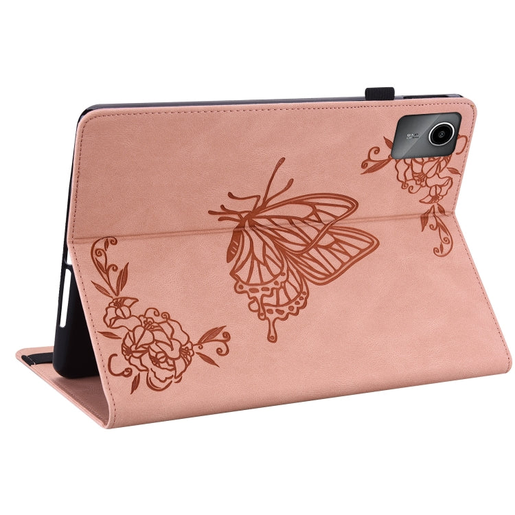 For Lenovo Tab M11/Xiaoxin Pad 11 2024 Butterfly Flower Embossed Leather Tablet Case(Rose Gold) - Lenovo by buy2fix | Online Shopping UK | buy2fix