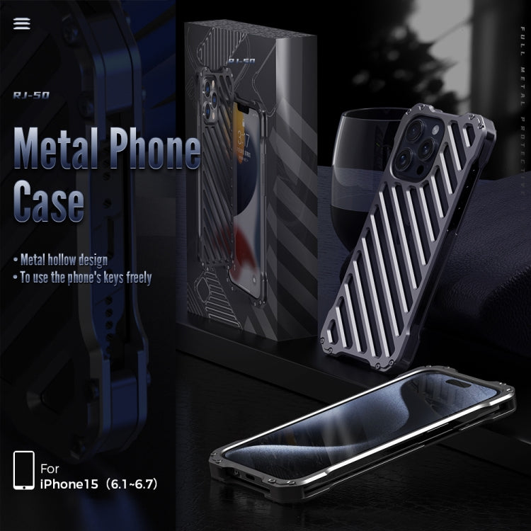 For iPhone 16 Pro R-JUST RJ-50 Hollow Breathable Armor Metal Phone Case(Space Grey) - iPhone 16 Pro Cases by R-JUST | Online Shopping UK | buy2fix