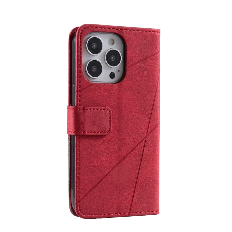 For iPhone 16 Pro Skin Feel Splicing Leather Phone Case(Red) - iPhone 16 Pro Cases by buy2fix | Online Shopping UK | buy2fix