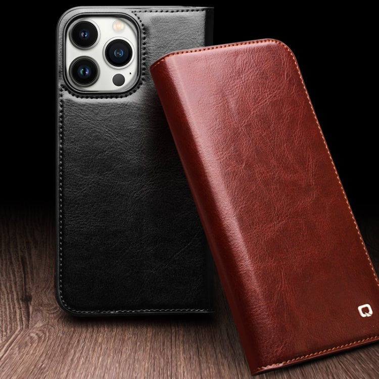 For iPhone 16 QIALINO Classic Genuine Leather Phone Case(Brown) - iPhone 16 Cases by QIALINO | Online Shopping UK | buy2fix