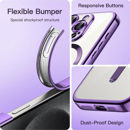 For iPhone 14 Pro Magsafe Magnetic Transparent Electroplated TPU Phone Case(Purple) - iPhone 14 Pro Cases by buy2fix | Online Shopping UK | buy2fix