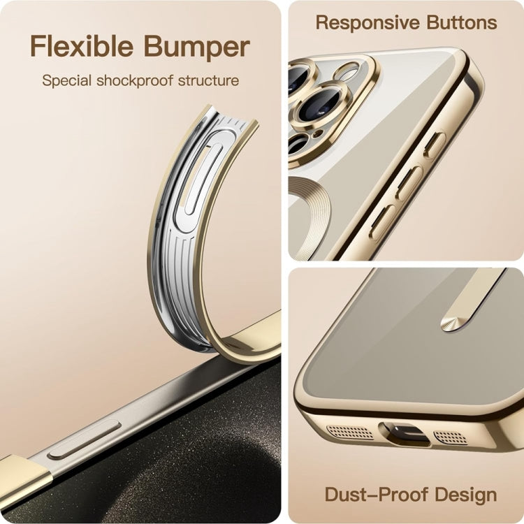 For iPhone 14 Pro Max Magsafe Magnetic Transparent Electroplated TPU Phone Case(Gold) - iPhone 14 Pro Max Cases by buy2fix | Online Shopping UK | buy2fix