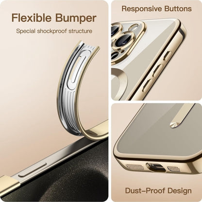 For iPhone 16 Pro Max Transparent Electroplated Magsafe Magnetic TPU Phone Case(Gold) - iPhone 16 Pro Max Cases by buy2fix | Online Shopping UK | buy2fix