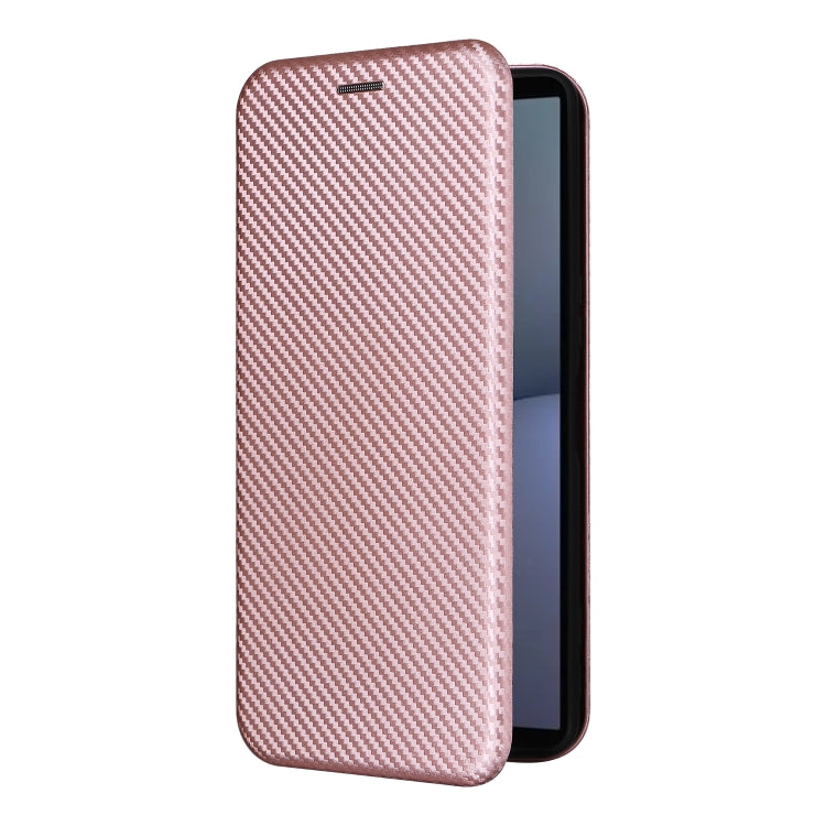 For Sony Xperia 1 VI 2024 Carbon Fiber Texture Flip Leather Phone Case(Pink) - Sony Cases by buy2fix | Online Shopping UK | buy2fix
