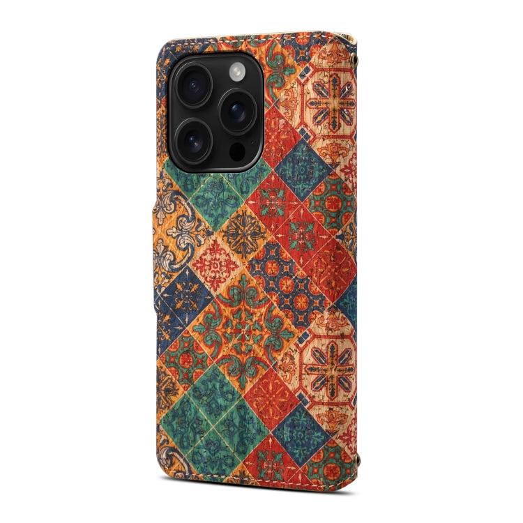 For iPhone 16 Pro Max Denior Flower Language Series Cork Fabric Oil Edge Leather Phone Case(Winter) - iPhone 16 Pro Max Cases by Denior | Online Shopping UK | buy2fix