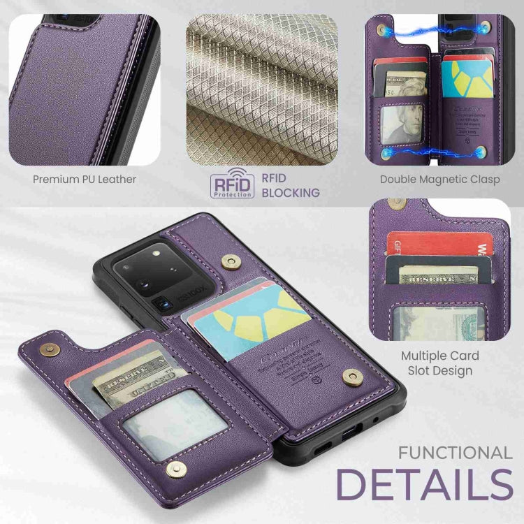 For Samsung Galaxy S20 Ultra CaseMe C22 Card Slots Holder RFID Anti-theft Phone Case(Purple) - Galaxy Phone Cases by CaseMe | Online Shopping UK | buy2fix