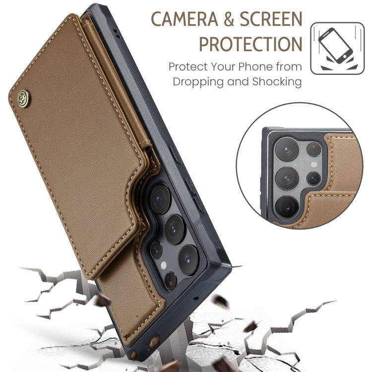 For Samsung Galaxy S23 Ultra 5G CaseMe C22 Card Slots Holder RFID Anti-theft Phone Case(Brown) - Galaxy S23 Ultra 5G Cases by CaseMe | Online Shopping UK | buy2fix