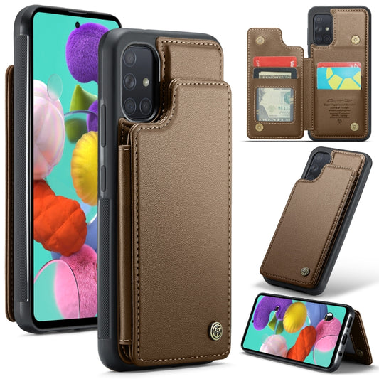 For Samsung Galaxy A51 4G CaseMe C22 Card Slots Holder RFID Anti-theft Phone Case(Brown) - Galaxy Phone Cases by CaseMe | Online Shopping UK | buy2fix