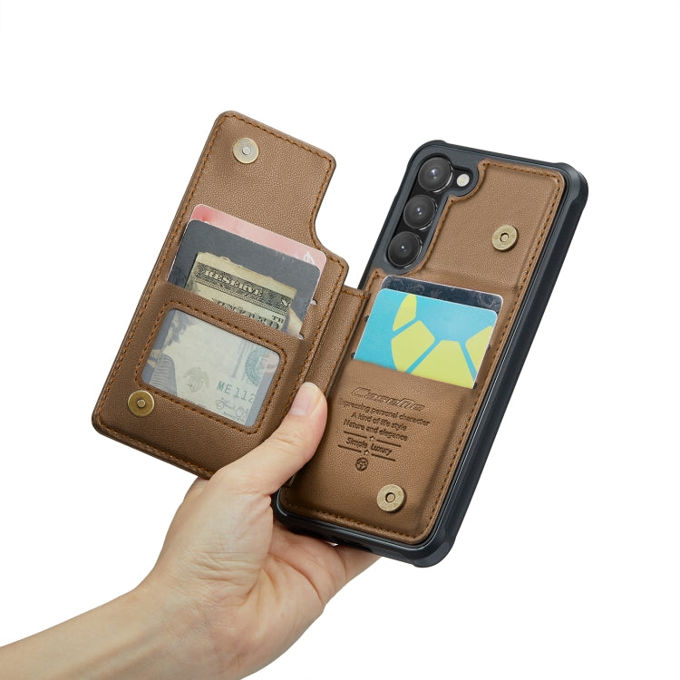 For Samsung Galaxy S23 5G CaseMe C22 Card Slots Holder RFID Anti-theft Phone Case(Brown) - Galaxy S23 5G Cases by CaseMe | Online Shopping UK | buy2fix