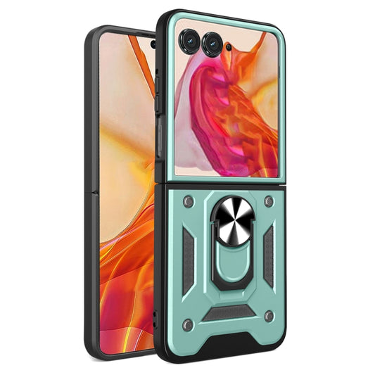 For Motorola Razr 50 Armor Ring Holder TPU Hybrid PC Phone Case(Mint Green) - Motorola Cases by buy2fix | Online Shopping UK | buy2fix