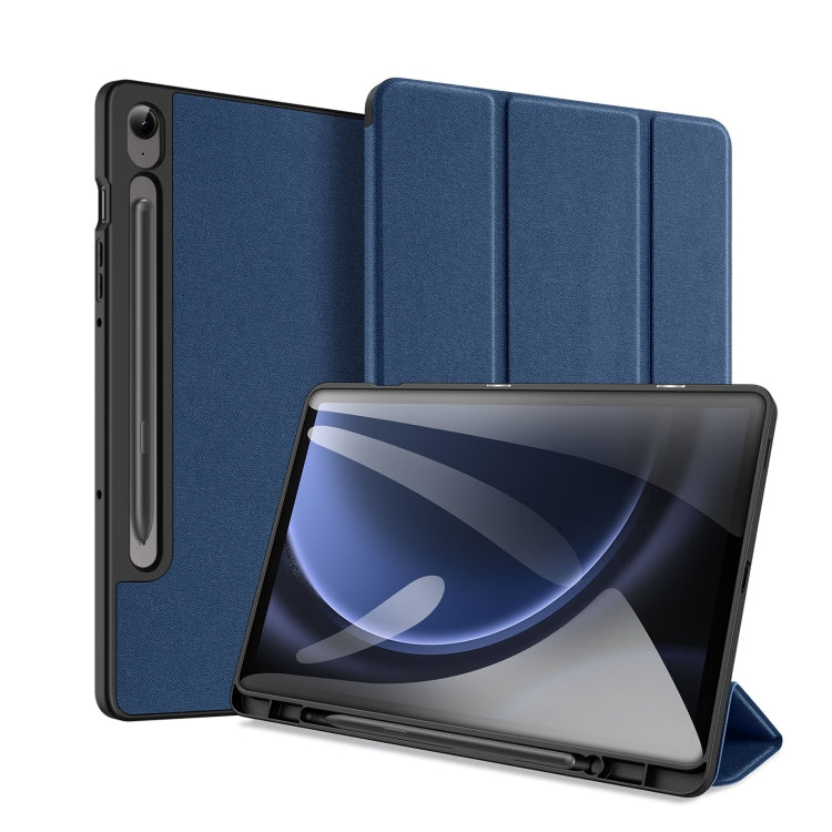 For Samsung Galaxy Tab S9 FE DUX DUCIS Domo Series Magnetic Flip Leather Tablet Case(Blue) - Galaxy Tab S9 FE by DUX DUCIS | Online Shopping UK | buy2fix