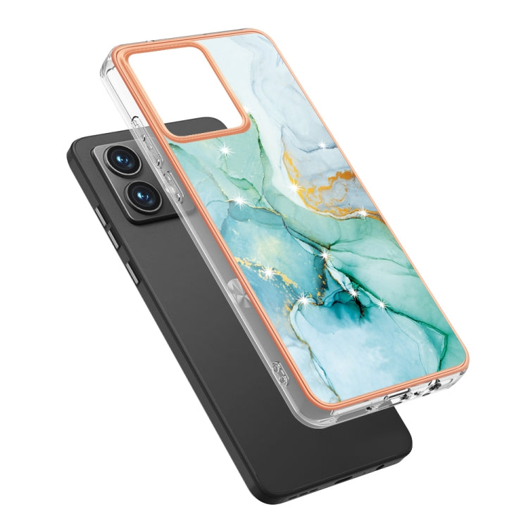 For Motorola Moto G84 Electroplating Marble Dual-side IMD Phone Case(Green 003) - Motorola Cases by buy2fix | Online Shopping UK | buy2fix