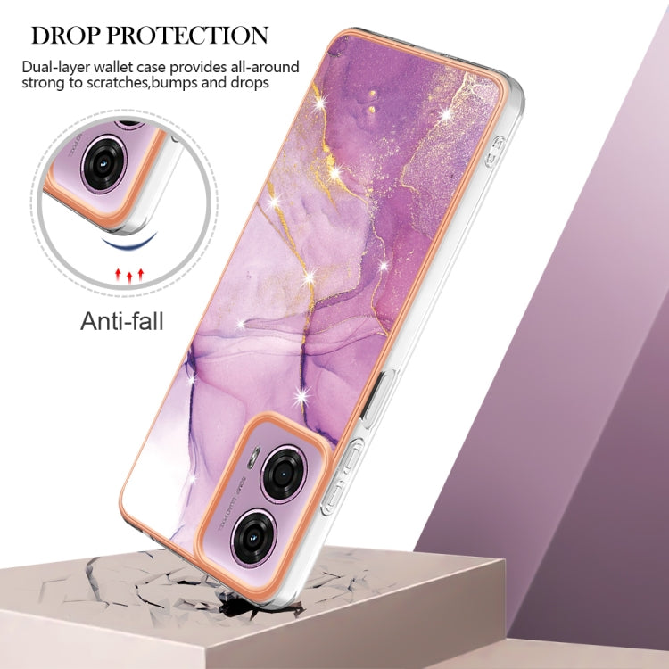 For Motorola Moto G24 4G / G04 4G Electroplating Marble Dual-side IMD Phone Case(Purple 001) - Motorola Cases by buy2fix | Online Shopping UK | buy2fix