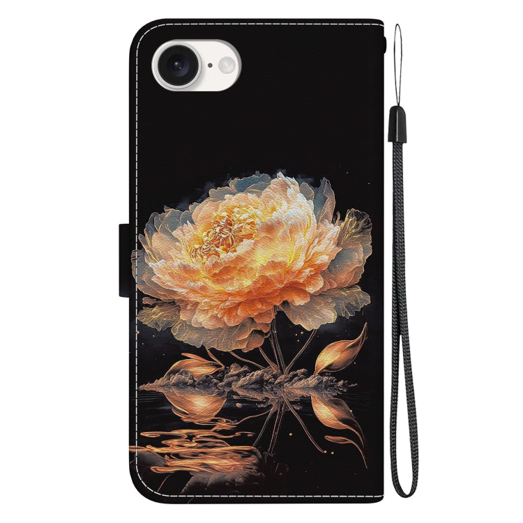 For iPhone SE 2024 Crystal Texture Colored Drawing Leather Phone Case(Gold Peony) - More iPhone Cases by buy2fix | Online Shopping UK | buy2fix