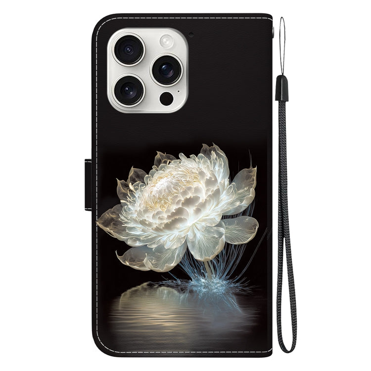 For iPhone 16 Pro Crystal Texture Colored Drawing Leather Phone Case(Crystal Peony) - iPhone 16 Pro Cases by buy2fix | Online Shopping UK | buy2fix