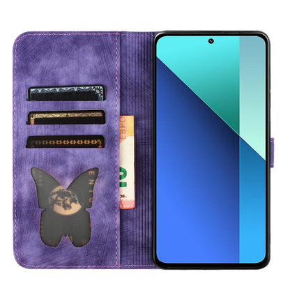 For Xiaomi Redmi Note 13 Pro 4G Butterfly Cat Embossing Flip Leather Phone Case(Purple) - Note 13 Pro Cases by buy2fix | Online Shopping UK | buy2fix