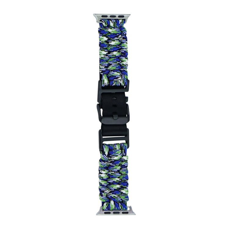 For Apple Watch Ultra 49mm Paracord Plain Braided Webbing Buckle Watch Band(Blue Green) - Watch Bands by buy2fix | Online Shopping UK | buy2fix