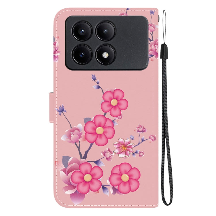 For Xiaomi Redmi K70E / Poco X6 Pro Crystal Texture Colored Drawing Leather Phone Case(Cherry Blossoms) - K70E Cases by buy2fix | Online Shopping UK | buy2fix