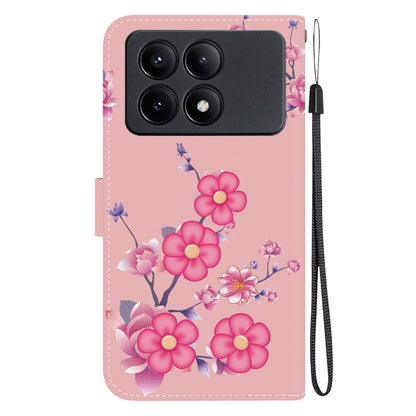 For Xiaomi Redmi K70E / Poco X6 Pro Crystal Texture Colored Drawing Leather Phone Case(Cherry Blossoms) - K70E Cases by buy2fix | Online Shopping UK | buy2fix