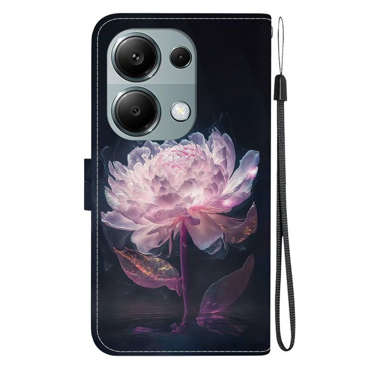 For Xiaomi Poco M6 Pro 4G Crystal Texture Colored Drawing Leather Phone Case(Purple Peony) - Xiaomi Cases by buy2fix | Online Shopping UK | buy2fix