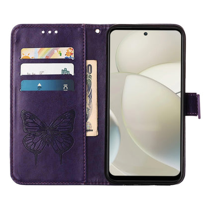 For Motorola Moto G Power 5G 2024 Embossed Butterfly Leather Phone Case(Dark Purple) - Motorola Cases by buy2fix | Online Shopping UK | buy2fix